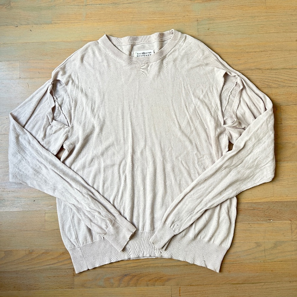 Maison Martin Margiela Crewneck Arm Hole Long Sleeve Cream Sweater